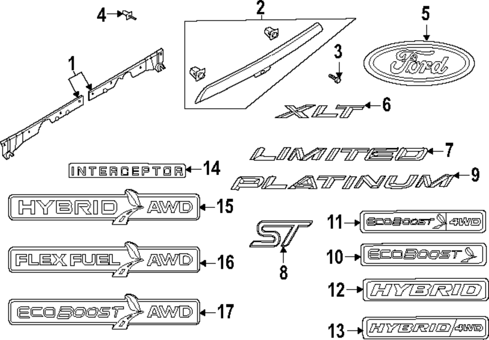 Police Interceptor Liftgate Badge/Emblem (4 Options)