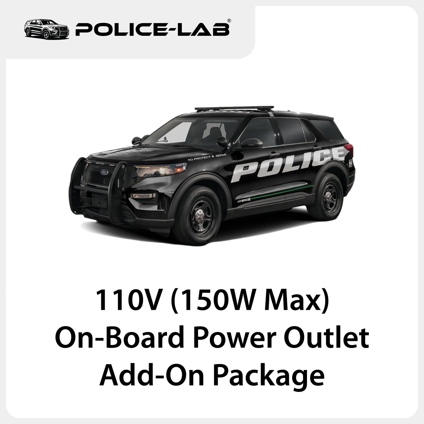 110V (150W Max) On-Board Power Outlet Add-On Package for 2020-2024 Ford Police Interceptor Utility